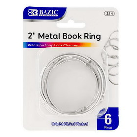 Bazic Products 214 2" Metal Book Rings (6/Pack)