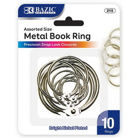 Bazic Products 215 Assorted Size Metal Book Rings (10/Pack)