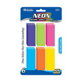 Bazic Products 2207 Neon Bevel Eraser (6/Pack)