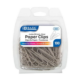 Bazic Products 222 Jumbo (50mm) Silver Paper Clip (100/Pack)