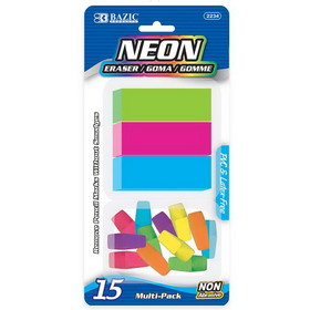 Bazic Products 2234 Neon Eraser Sets ( 15/Pack)