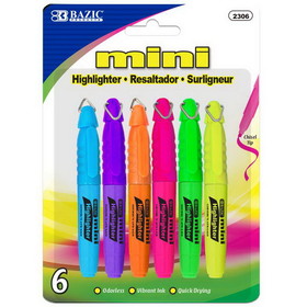 Bazic Products 2306 Mini Fluorescent Highlighter w/ Cap Clip (6/Pack)