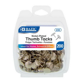 Bazic Products 230 Nickel (Silver) Thumb Tack (200/Pack)