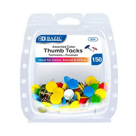 Bazic Products 231 Assorted Color Thumb Tack (200/Pack)