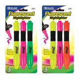 Bazic Products 2325 Desk Style Fluorescent Highlighters w/ Cushion Grip (3/Pack)
