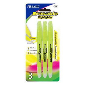 Bazic Products 2330 Yellow Erasable Highlighter (3/Pack)