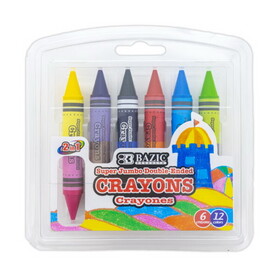 Bazic Products 2520 Super Jumbo Crayons Premium 12 Color Double-Ended - Pack of 24