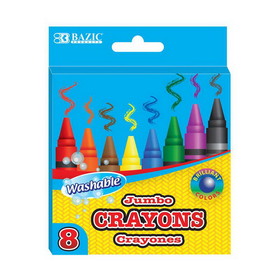 Bazic Products 2539 8 Color Washable Premium Jumbo Crayons