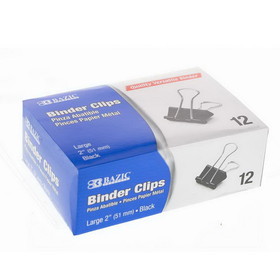 Bazic Products 267 Large 2" (51mm) Black Binder Clip (12/Box)