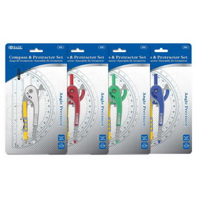 Bazic Products 2808 Scale-Arm Compass w/ #2 Wood Pencil & 6" Protractor Set