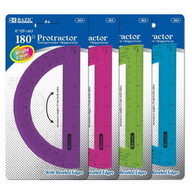 Bazic Products 303 Assorted Color Semicircular 6" Protractor