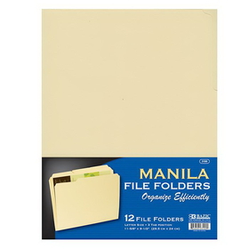 Bazic Products 3100 1/3 Cut Letter Size Manila File Folder (12/Pack)