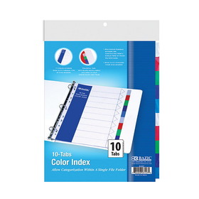 Bazic Products 3107 3-Ring Binder Dividers w/ 10-Color Tabs