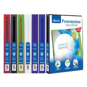 Bazic Products 3130 1/2" Poly 3-Ring Presentation View Binder w/ Pocket