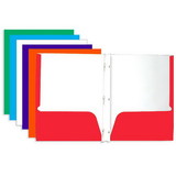 Bazic Products 3146 Laminated Bright Glossy Color 2-Pockets Portfolios w/ 3-Prong Fastener