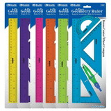 Bazic Products 333 4-Piece Geometry Ruler Combination Sets w/ Center Wheel Compass