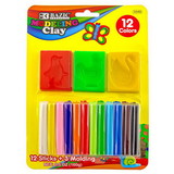 Bazic Products 3342 12 Color 160g Modeling Clay Sticks + 3 molding