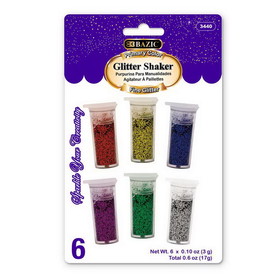 Bazic Products 3440 3g / 0.10 Oz. 6 Primary Color Glitter Shaker