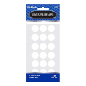 Bazic Products 3808 White 3/4" Round Label (504/Pack)