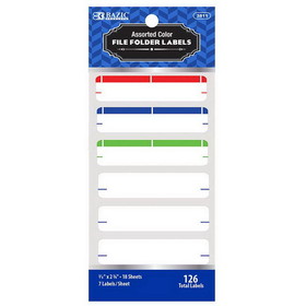 Bazic Products 3811 Assorted Color File Folder Label (126/Pack)