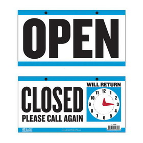 Bazic Products 4399 6" X 11.5" "CLOSED" Clock Sign w/ "OPEN" sign on back