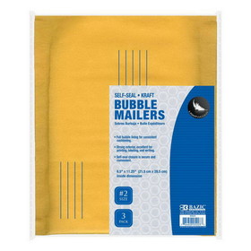 Bazic Products 5003 8.5" X 11.25" (#2) Self-Seal Bubble Mailers (3/Pack)