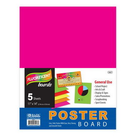 Bazic Products 5027 11" X 14" Multi Color Fluorescent Poster Board (5/Pack)