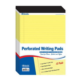 Bazic Products 5038 50 Ct. 8.5" X 11.75" Canary Perforated Writing Pad (12/Pack)