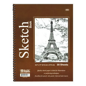 Bazic Products 5045 30 Ct. 8.5" X 11" Side Bound Spiral Premium Sketch Book