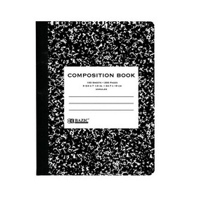 Bazic Products 5051 UNRULED 100 Ct. Premium Black Marble Composition Book