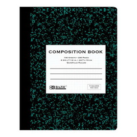 Bazic Products 5052 100 Ct. Premium 5-1" Quad-Ruled Marble Composition Book