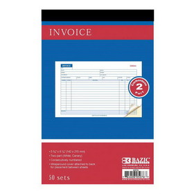 Bazic Products 5076 50 Sets 5 9/16" x 8 7/16" 2-Part Carbonless Invoice Book