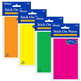 Bazic Products 5113 70 Ct. 3" X 5" Neon Stick On Notes