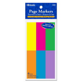 Bazic Products 5142 80 Ct. 1" X 3" Neon Page Markers (6/Pack)