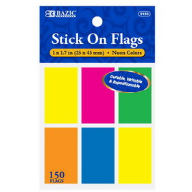 Bazic Products 5153 25 Ct. 1" X 1.7" Neon Color Standard Flags (6/Pack)