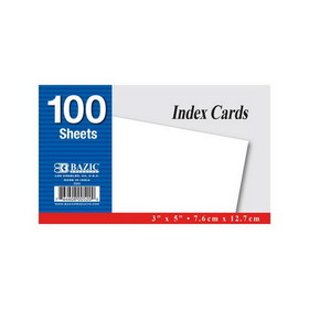 Bazic Products 520 100 Ct. 3" X 5" Unruled White Index Card