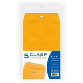Bazic Products 524 6" X 9" Clasp Envelope (5/Pack)