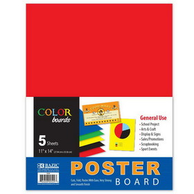 Bazic Products 529 11" X 14" Multi Color Poster Board (5/Pack)