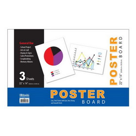 Bazic Products 530 22" X 14" White Poster Board (5/Pack)
