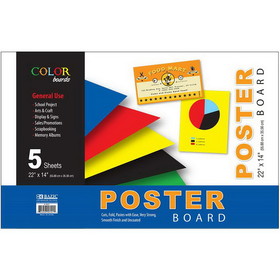 Bazic Products 541 22" X 14" Assorted Color Poster Board (5/Pack)