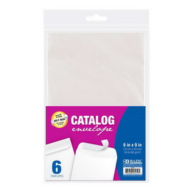 Bazic Products 5450 6" x 9" Self-Seal White Catalog Envelope (6/Pack)
