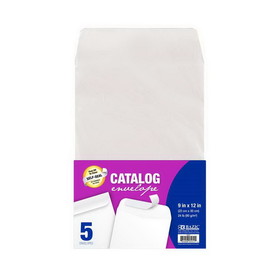 Bazic Products 5451 9" x 12" Self-Seal White Catalog Envelope (5/Pack)