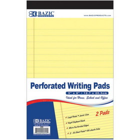 Bazic Products 555 50 Ct. 5" X 8" Canary Jr. Perforated Writing Pad (2/Pack)