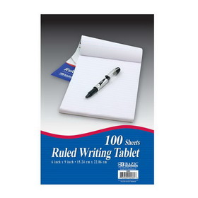 Bazic Products 560 100 Ct. 6" X 9" Ruled Writing Tablet