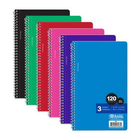 Bazic Products 564 W/R 120 Ct. 9.5" X 5.75" 3-Subject Spiral Notebook