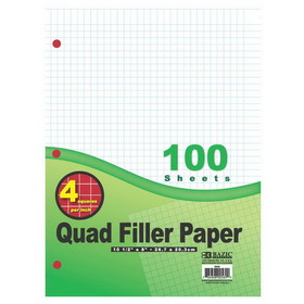 Bazic Products 569 100 Ct. 4-1" Quad-Ruled Filler Paper