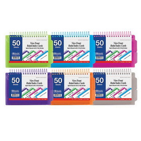 Bazic Products 570 50 Ct. View Poly Spiral Bound 3" x 5" Ruled White Index Card w/ 2-Tab Divider