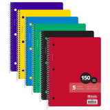 Bazic Products 580 W/R 150 Ct. 5-Subject Spiral Notebook