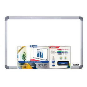 Bazic Products 6050 24" x 36" Aluminium Frame Magnetic Dry Erase Board Value Pack