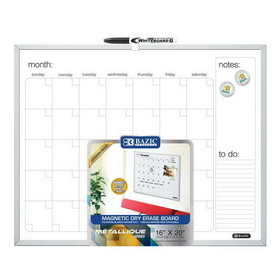 Bazic Products 6052 16" X 20" Aluminium Framed Magnetic Dry Erase Calendar